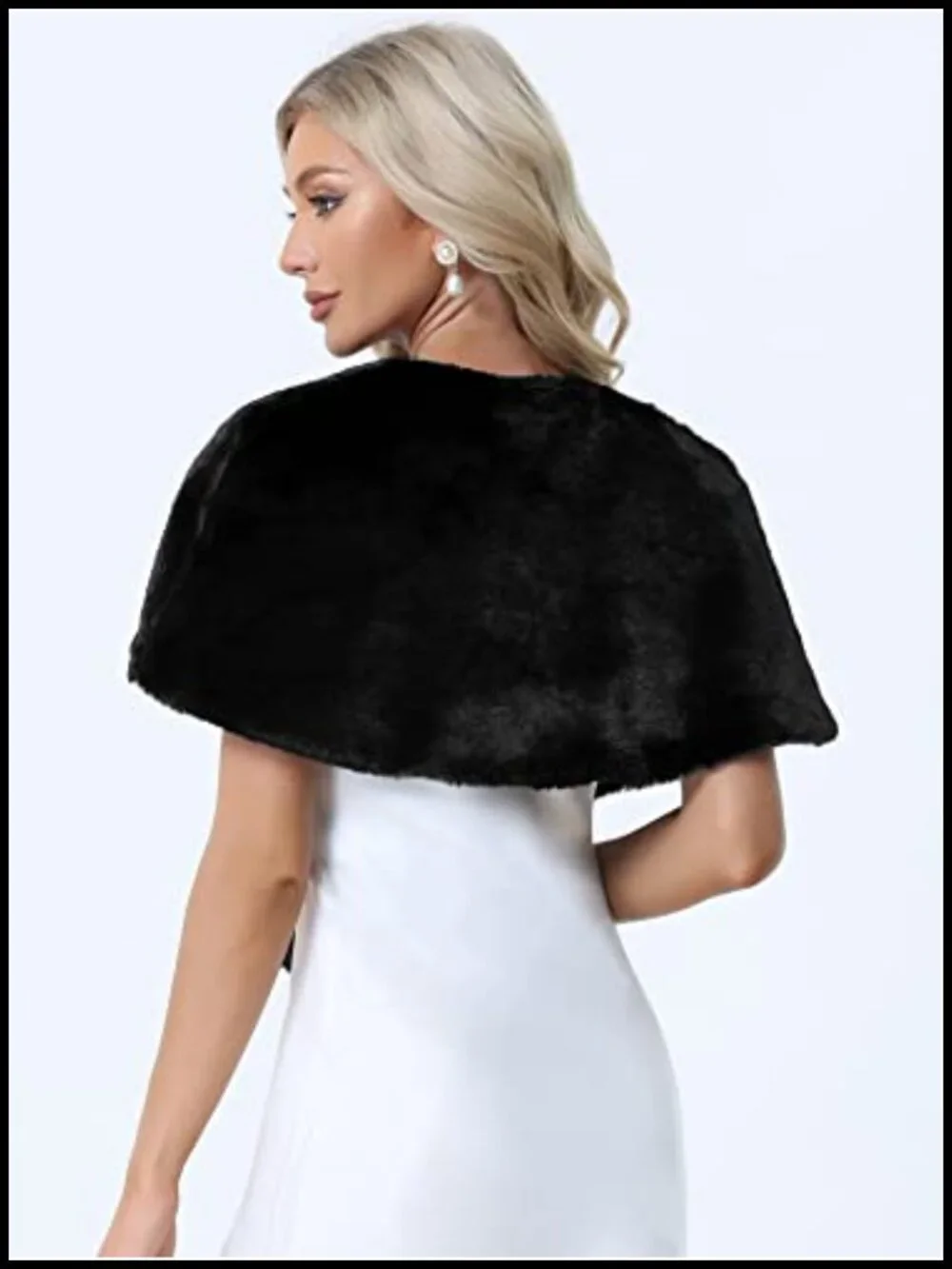 Faux Fur Shawl Wrap Evening Party Wedding Winter Stole, Bridal Cape